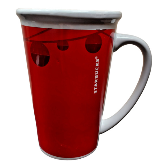 Starbucks 21 oz. Red & White Christmas Mug with Hanging Ornaments - 6.25" High - Picture 1 of 4